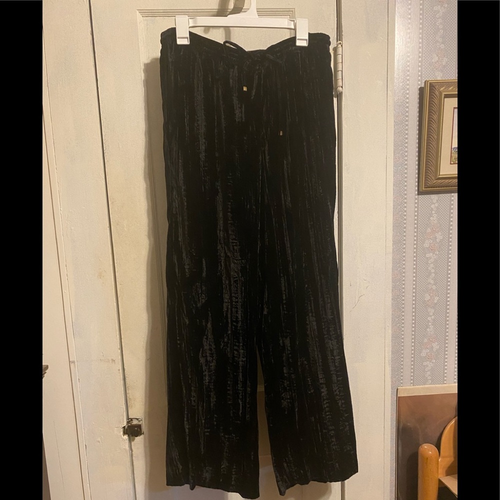 Black Velvet Calvin Klein Drawstring Evening Pants